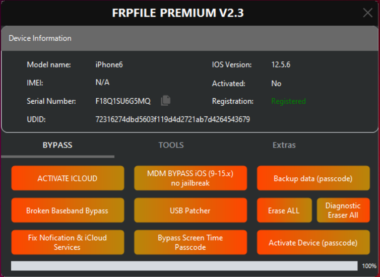 FRPFILE Premium Tool – Bypass iCloud, MDM, Passcode ,  Baseband 